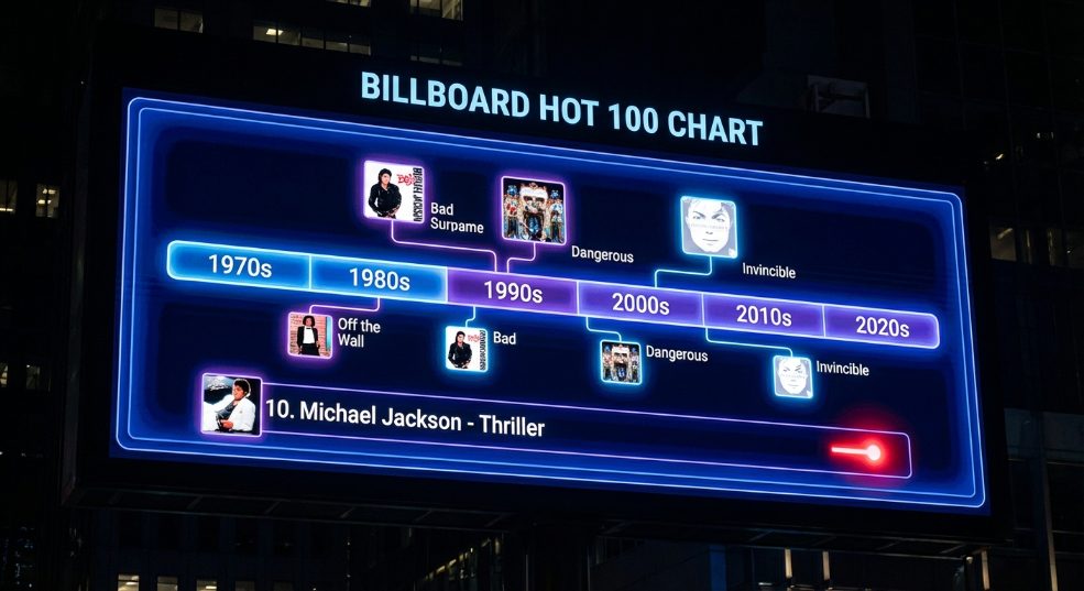 Michael Jackson 成为首位横跨六个年代打入 Billboard Top 10 的艺人第一张图