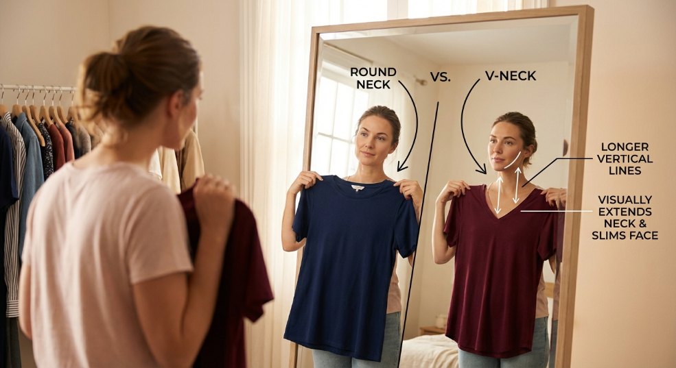 为什么V领成为修饰脸型的秘密武器？一场关于线条与轮廓的对话第一张图