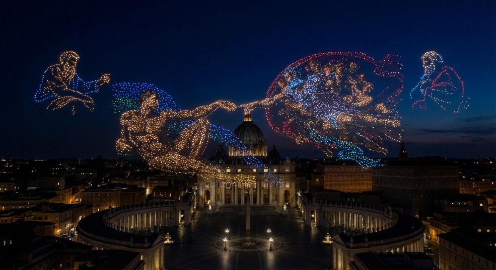 Pharrell Williams 与 Andrea Bocelli 共同执导于圣彼得广场举办的大型音乐会第二张图